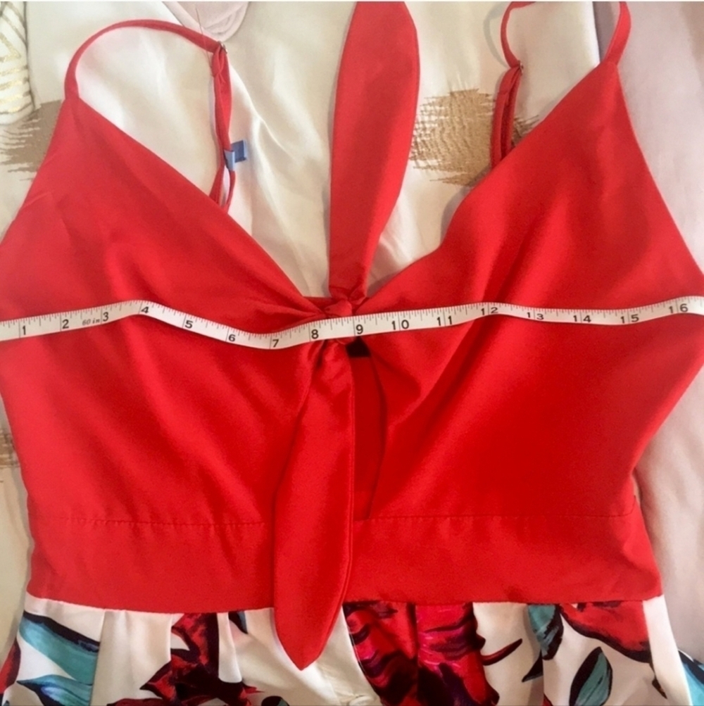 Tie Front V Neck Cami Floral Print Spaghetti Strap Button Down A-Line Ma… - Picture 10 of 12